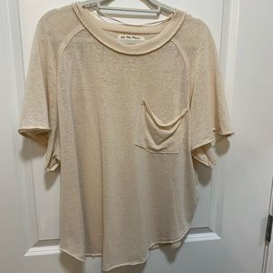 Free People heathered oversized pocket tshirt, cream, size M
